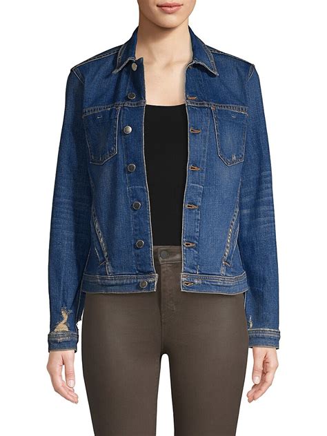 Shop L'AGENCE Celine Distressed Denim Jacket 